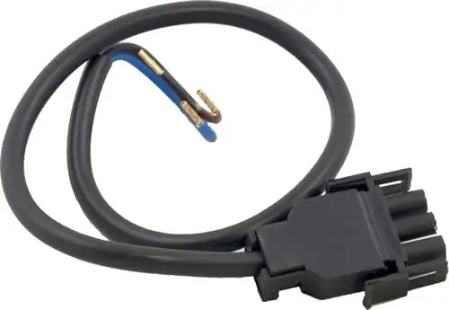 Kabel mit Stecker und zwei offenen Leitungen, geeignet zur Verbindung eines Flammwächters. Entspricht den Spezifikationen für Wolf-Geräte.